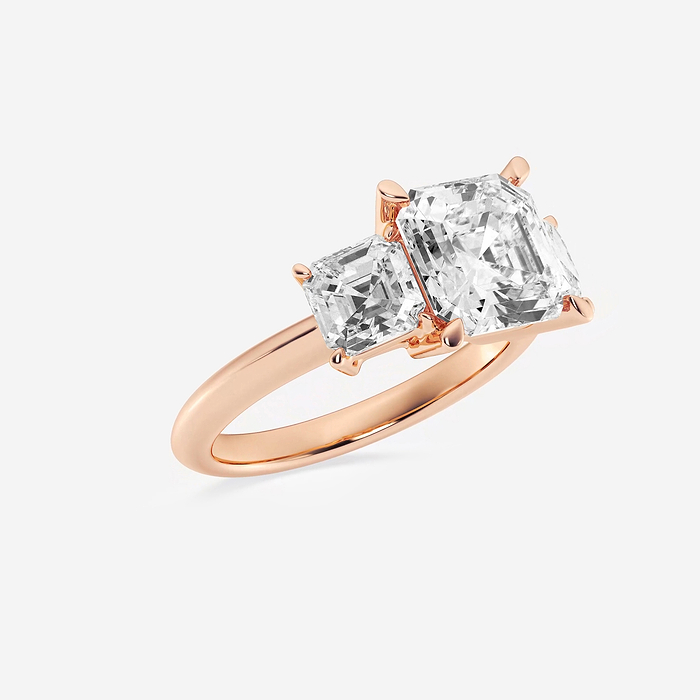 Athena - 6 ctw Asscher Lab Grown Diamond Three-Stone Ring