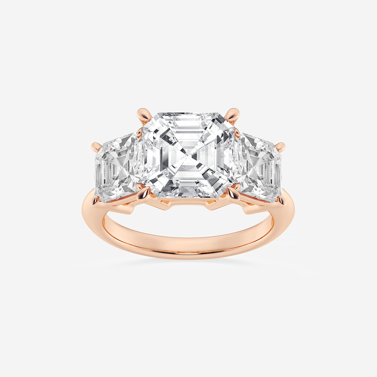 7 ctw Asscher Lab Grown Diamond Three-Stone Ring