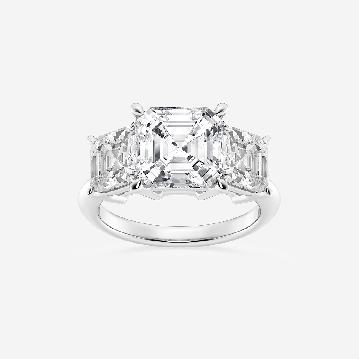 7 ctw Asscher Lab Grown Diamond Three-Stone Ring
