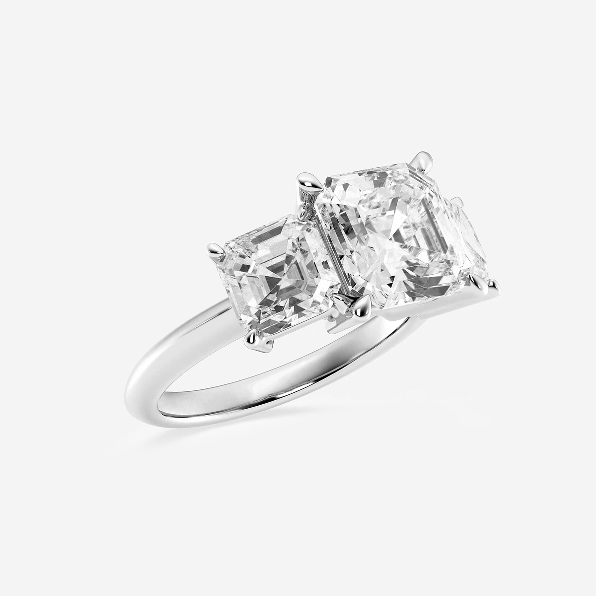 Additional Image 1 for  7 ctw Asscher Lab Grown Diamond Three-Stone Ring