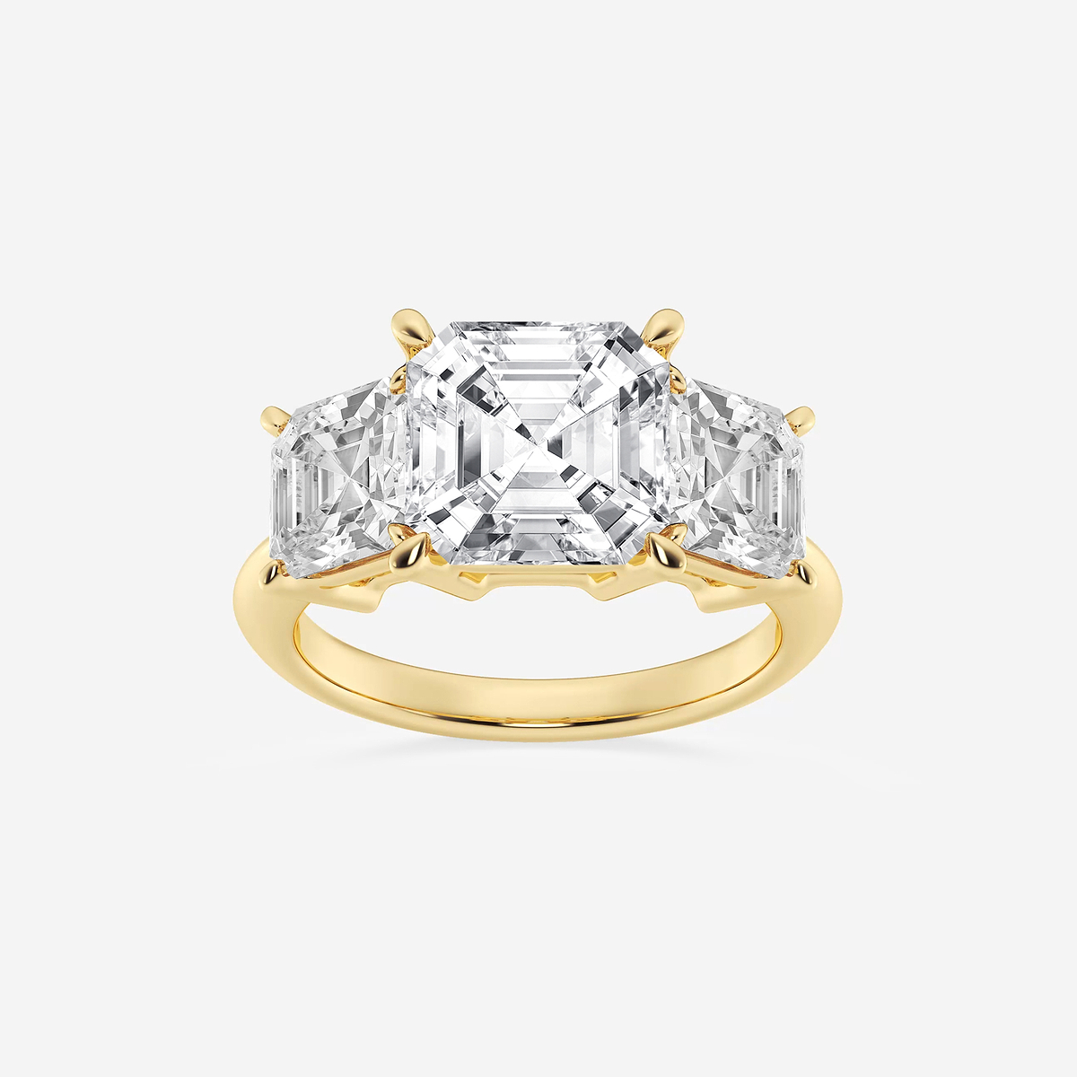 7 ctw Asscher Lab Grown Diamond Three-Stone Ring