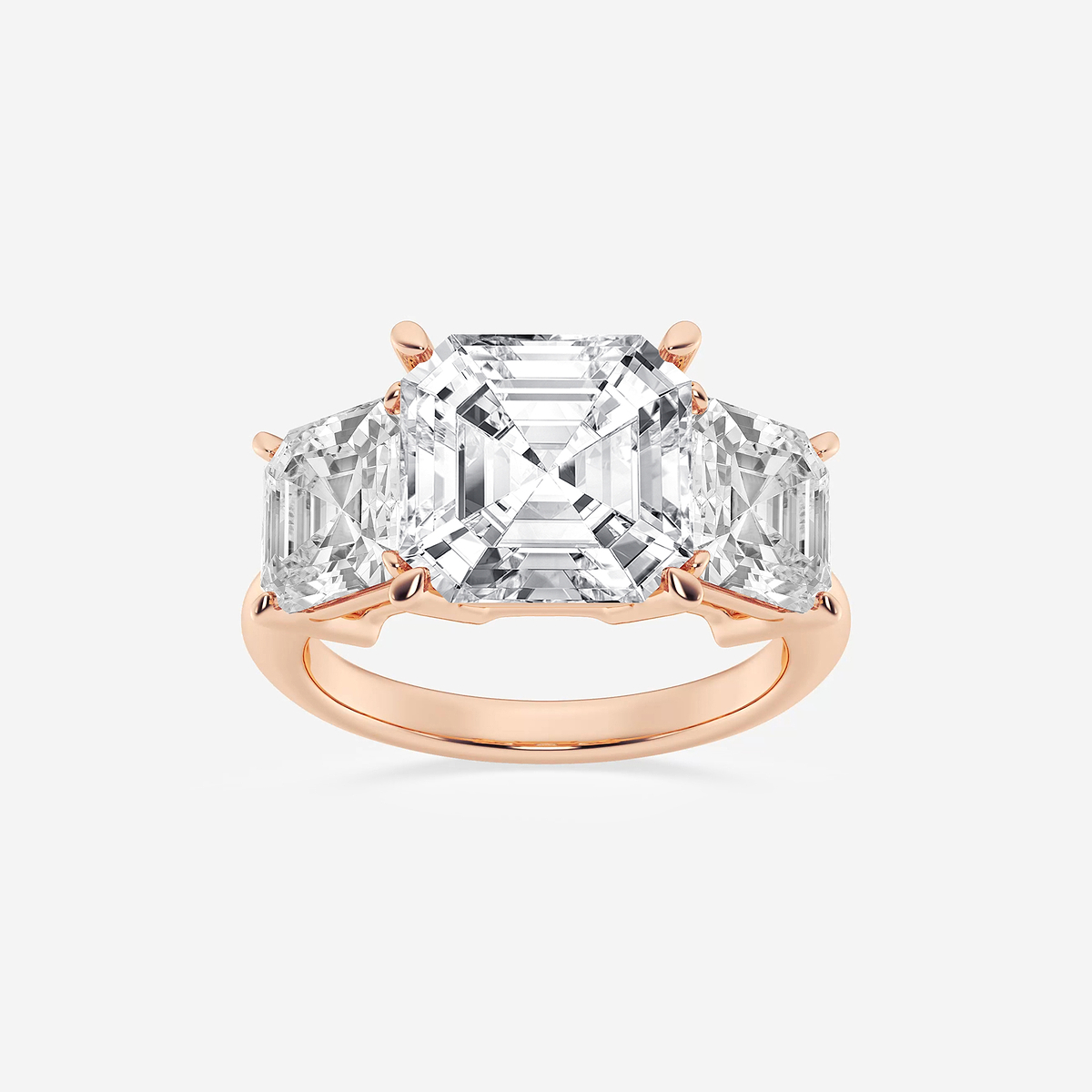 9 ctw Asscher Lab Grown Diamond Three-Stone Ring