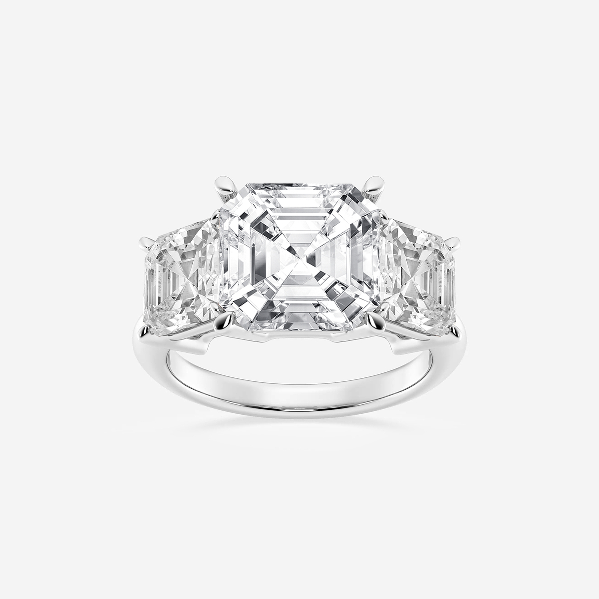 9 ctw Asscher Lab Grown Diamond Three-Stone Ring