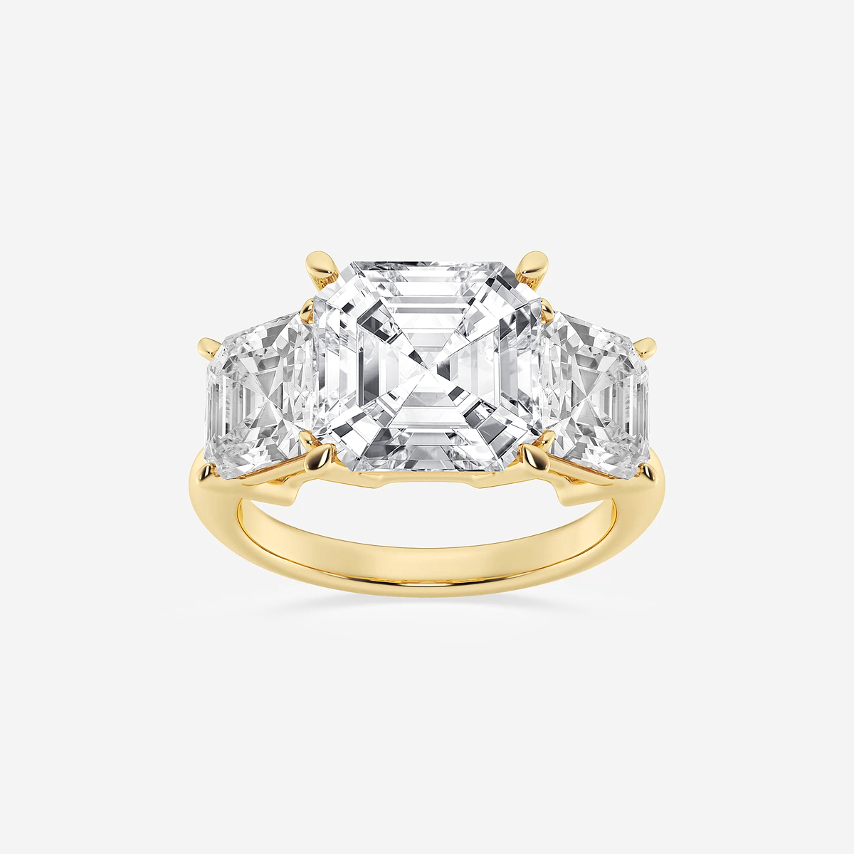 9 ctw Asscher Lab Grown Diamond Three-Stone Ring