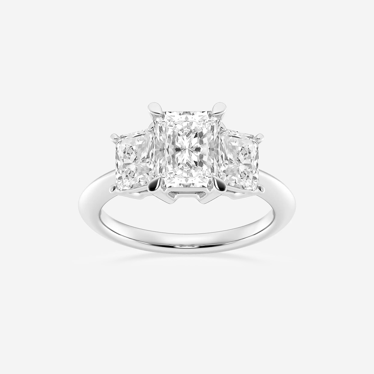 Athena 3 1/5 ctw Radiant Lab Grown Diamond Three-Stone Ring 18K White ...