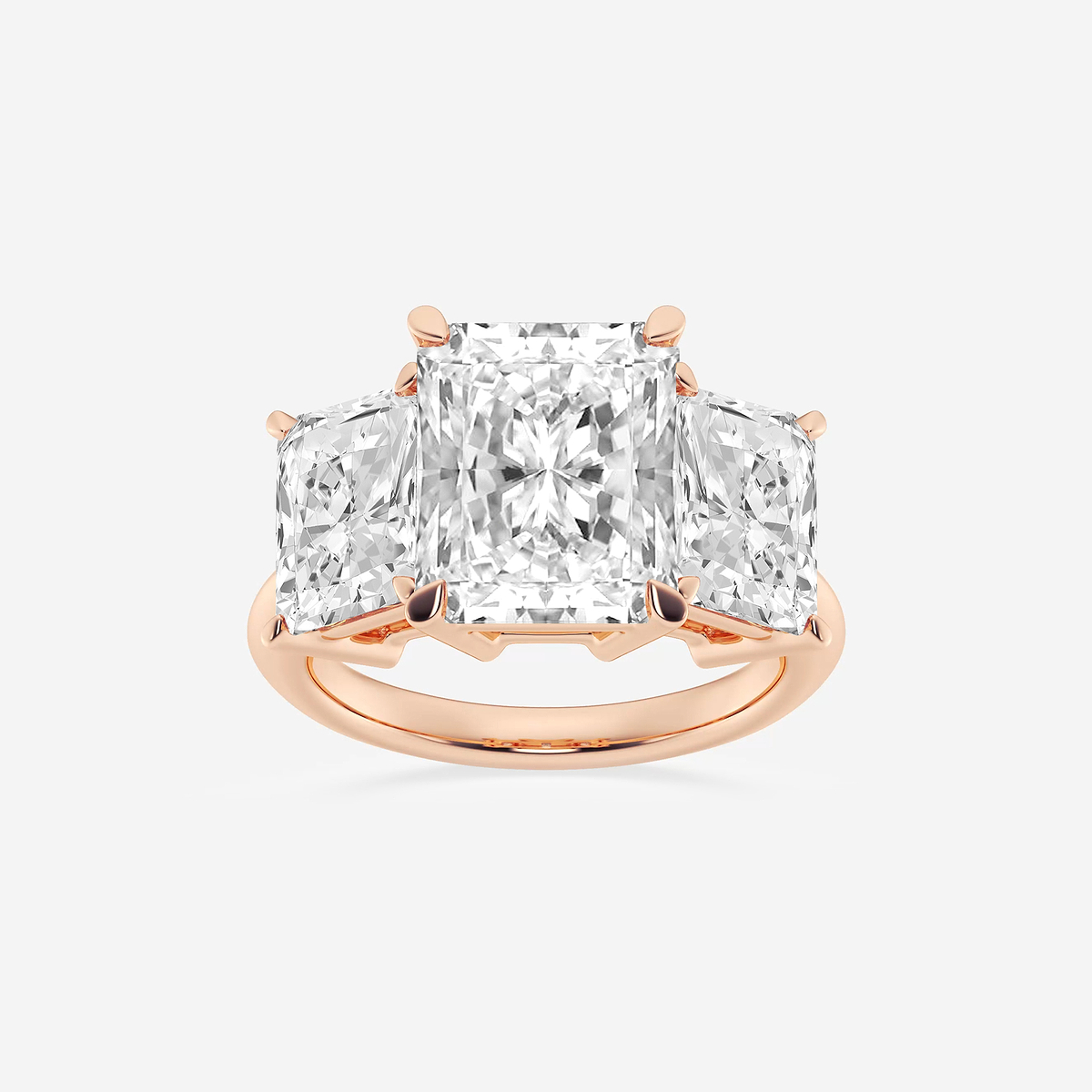 9 ctw Radiant Lab Grown Diamond Three-Stone Ring