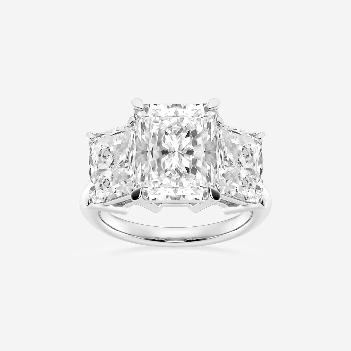 9 ctw Radiant Lab Grown Diamond Three-Stone Ring