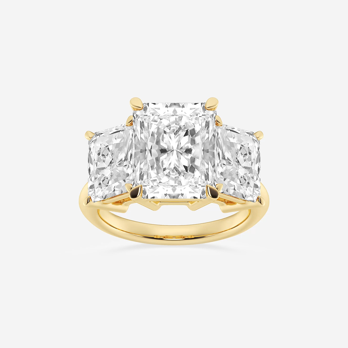 9 ctw Radiant Lab Grown Diamond Three-Stone Ring