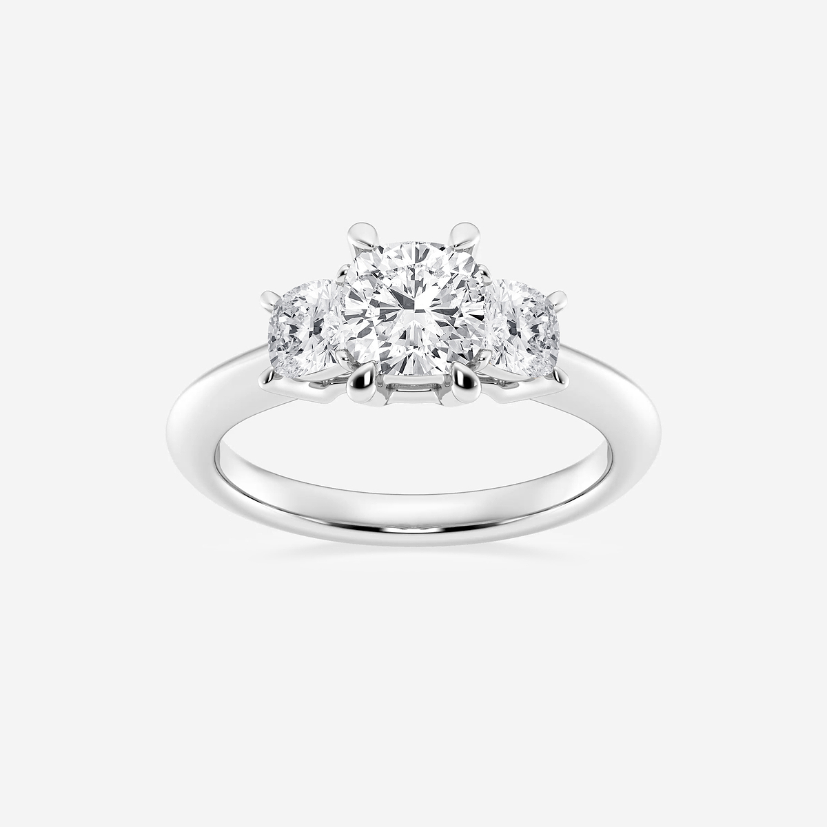 2  ctw Cushion Lab Grown Diamond Three-Stone Ring