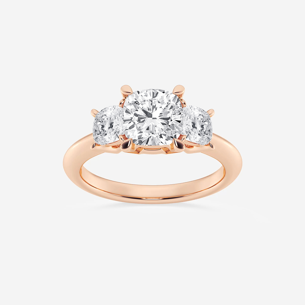 3 1/5 ctw Cushion Lab Grown Diamond Three-Stone Ring