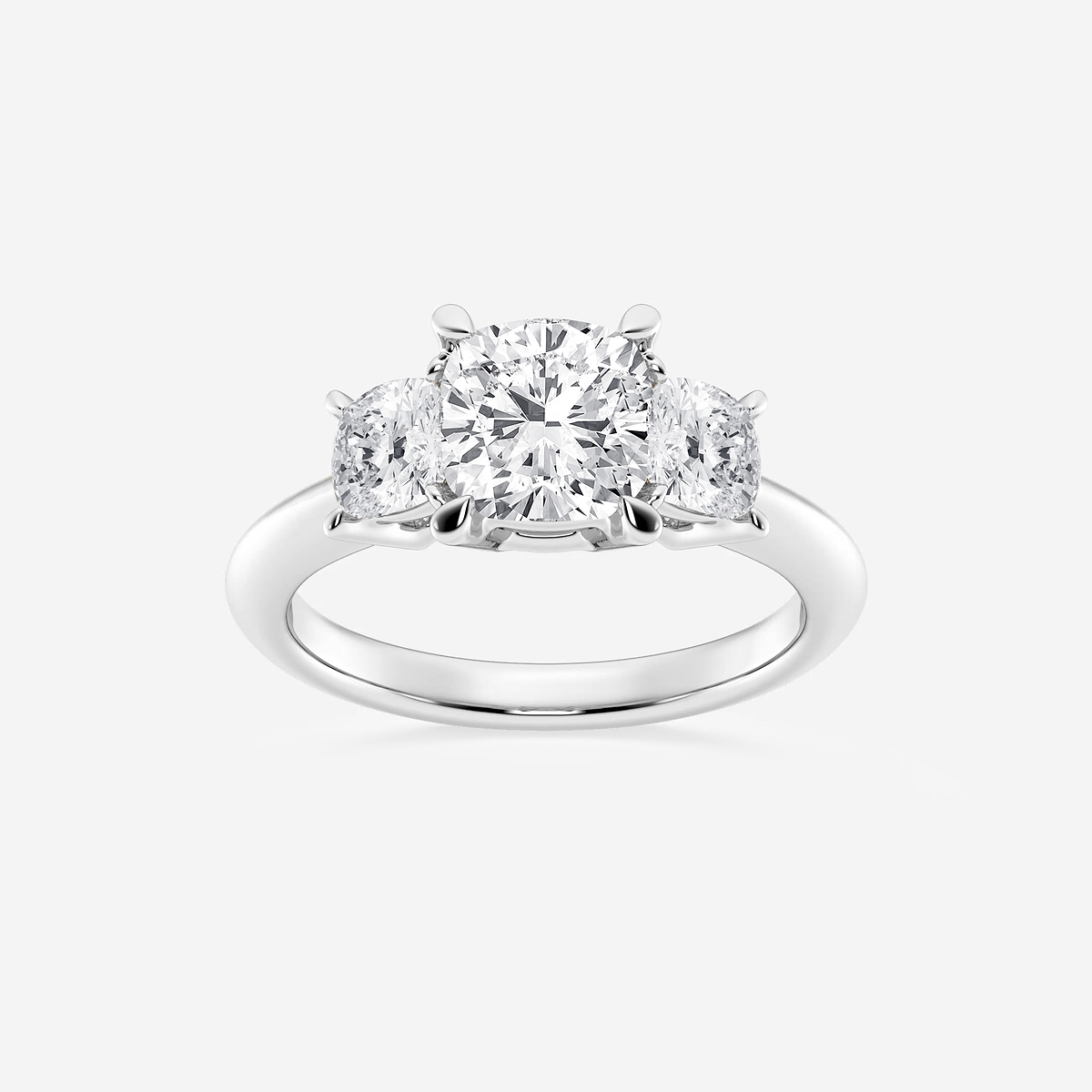 3 1/5 ctw Cushion Lab Grown Diamond Three-Stone Ring