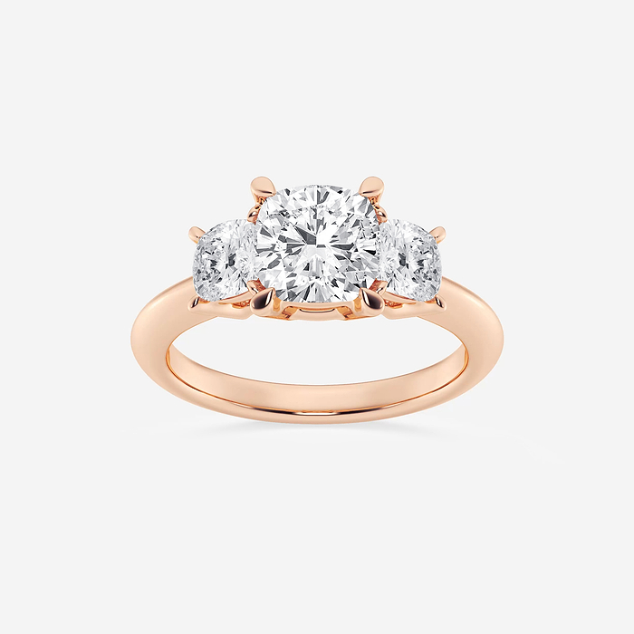 Athena - 3 1/5 ctw Cushion Lab Grown Diamond Three-Stone Ring