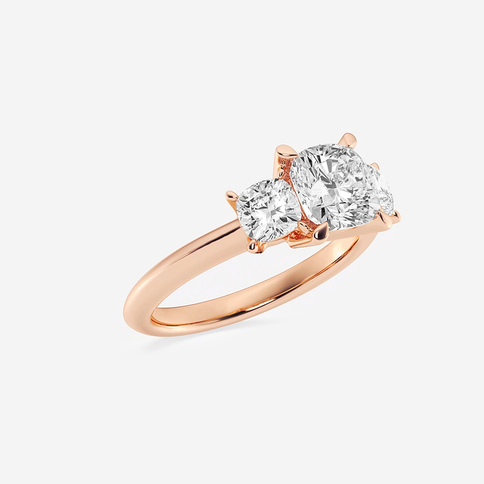 Athena - 3 1/5 ctw Cushion Lab Grown Diamond Three-Stone Ring