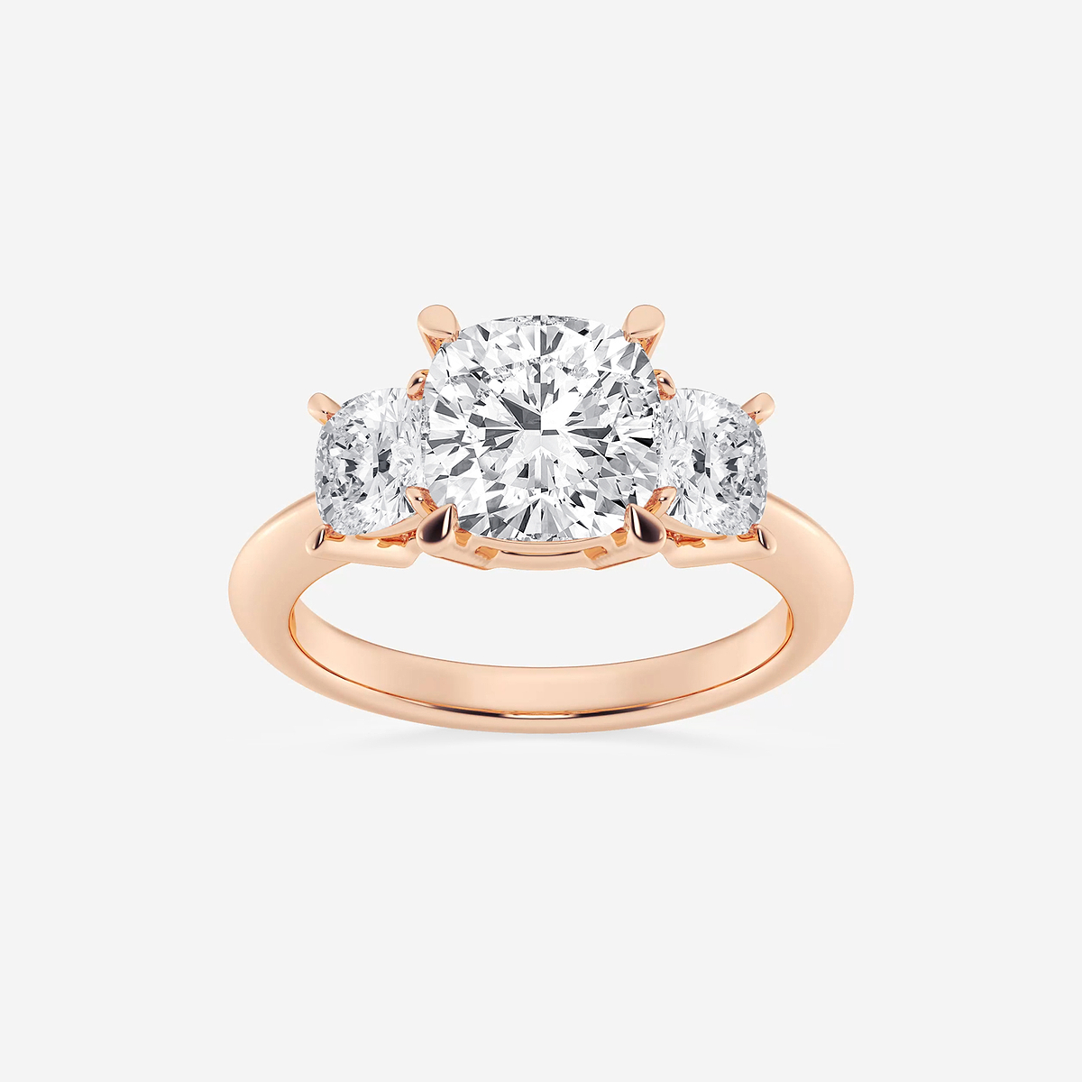 4 ctw Cushion Lab Grown Diamond Three-Stone Ring