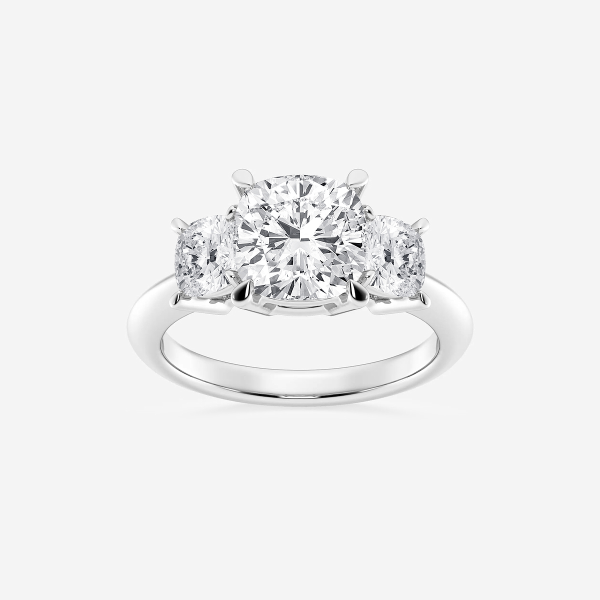 4 ctw Cushion Lab Grown Diamond Three-Stone Ring