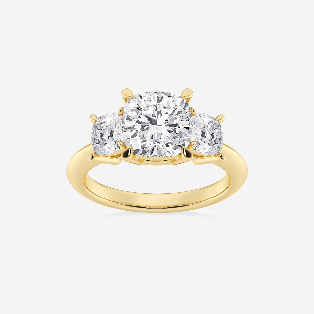 4 ctw Cushion Lab Grown Diamond Three-Stone Ring