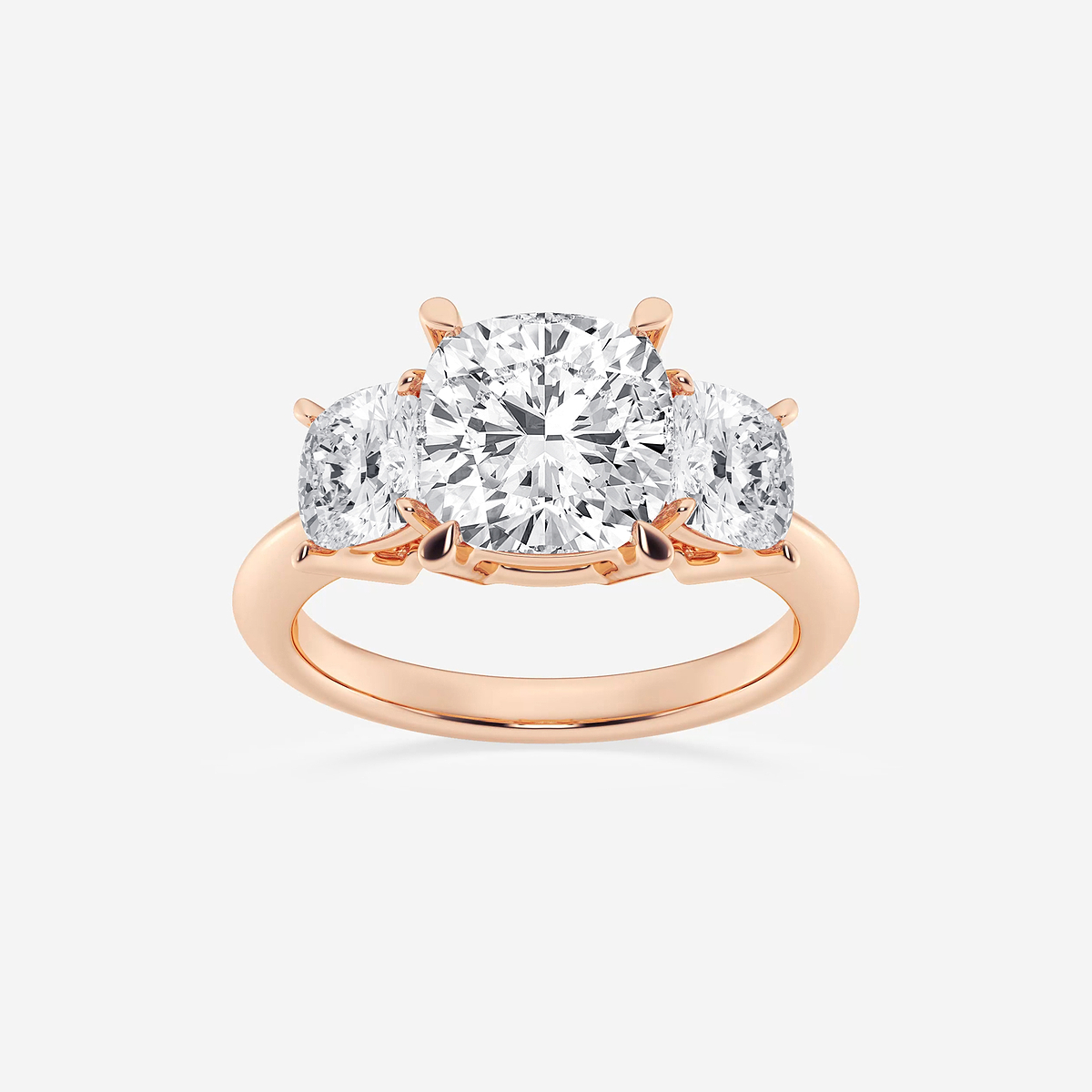 5 ctw Cushion Lab Grown Diamond Three-Stone Ring