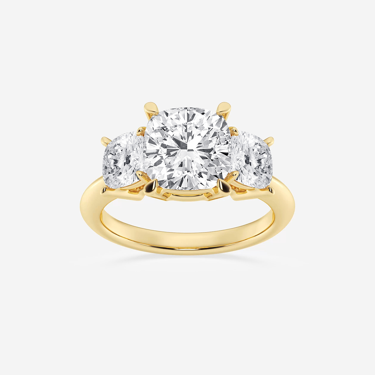 5 ctw Cushion Lab Grown Diamond Three-Stone Ring