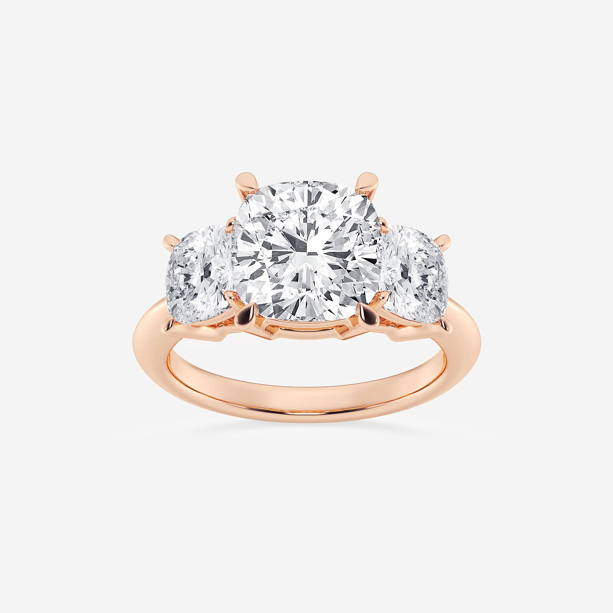 7 ctw Cushion Lab Grown Diamond Three-Stone Ring