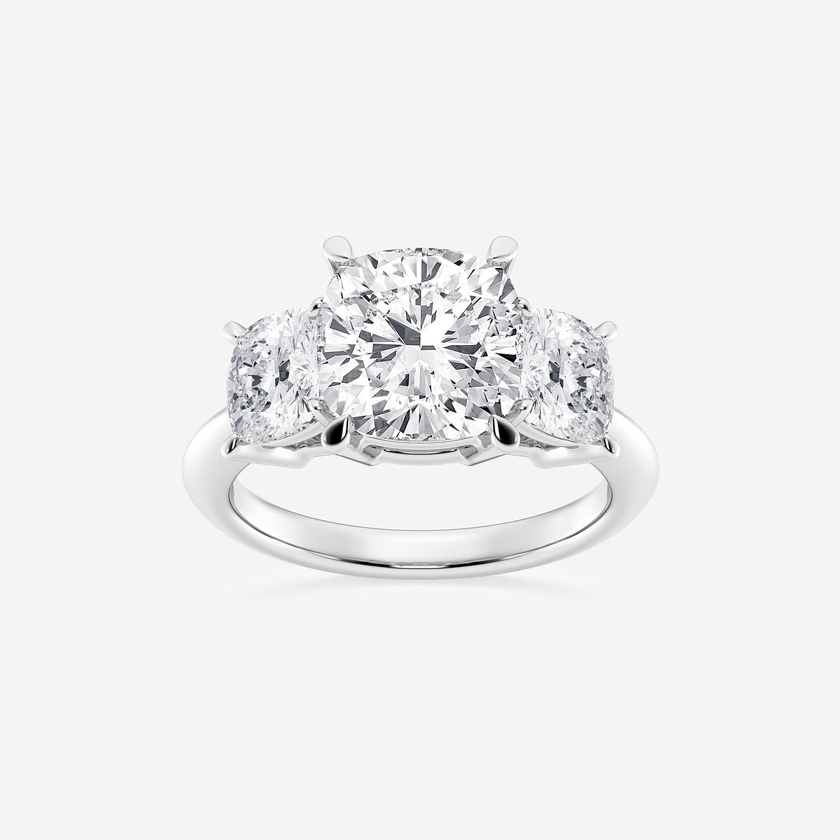 7 ctw Cushion Lab Grown Diamond Three-Stone Ring