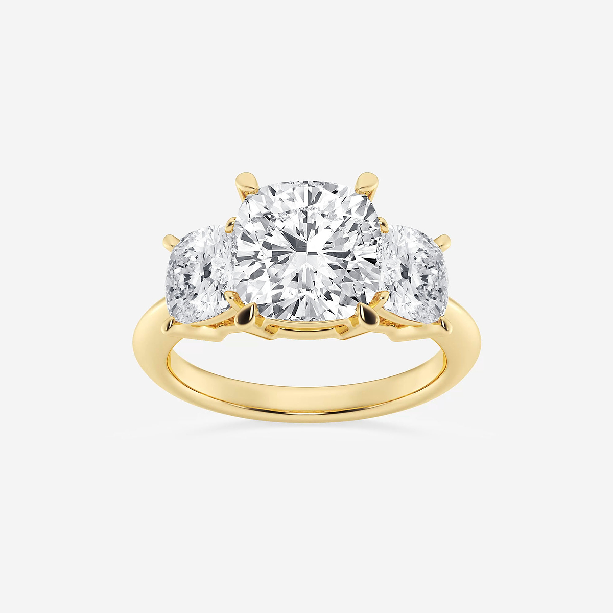 7 ctw Cushion Lab Grown Diamond Three-Stone Ring
