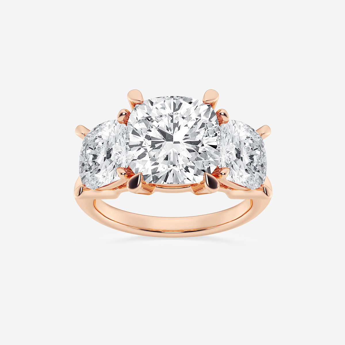 9 ctw Cushion Lab Grown Diamond Three-Stone Ring
