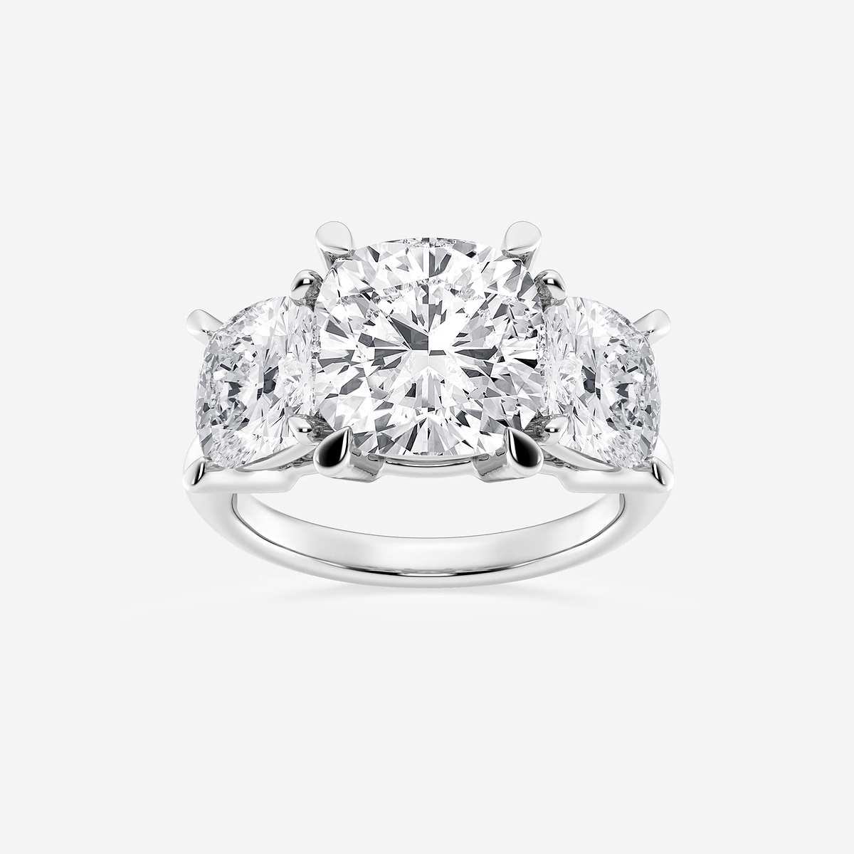 Lab Grown Diamond Cushion Three Stone Engagement Ring Lab Grown