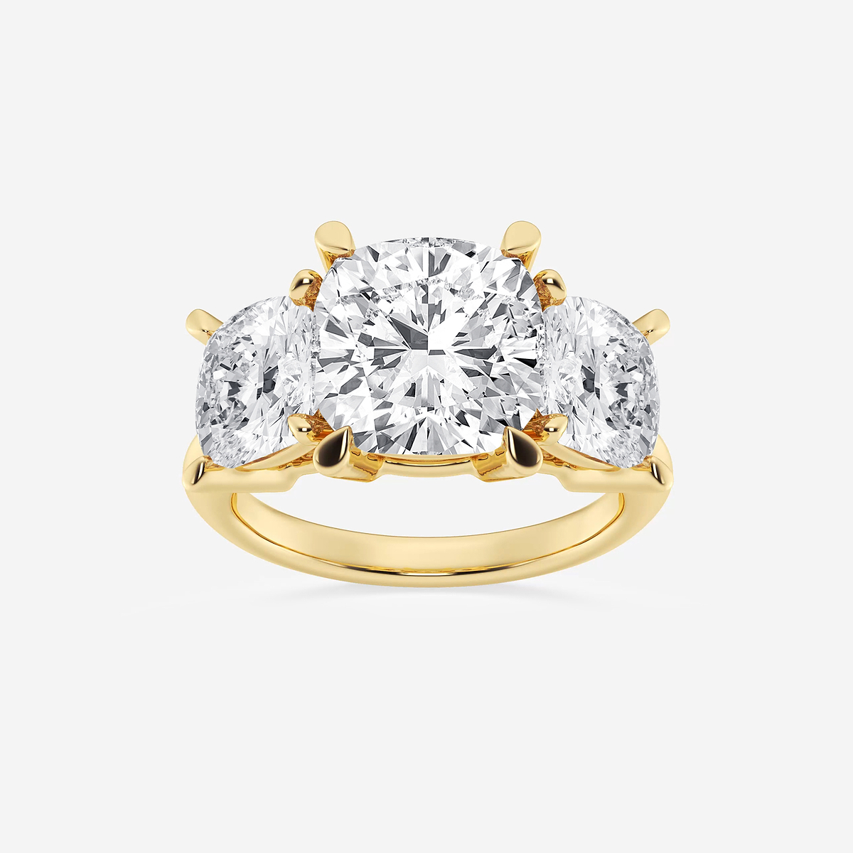 9 ctw Cushion Lab Grown Diamond Three-Stone Ring
