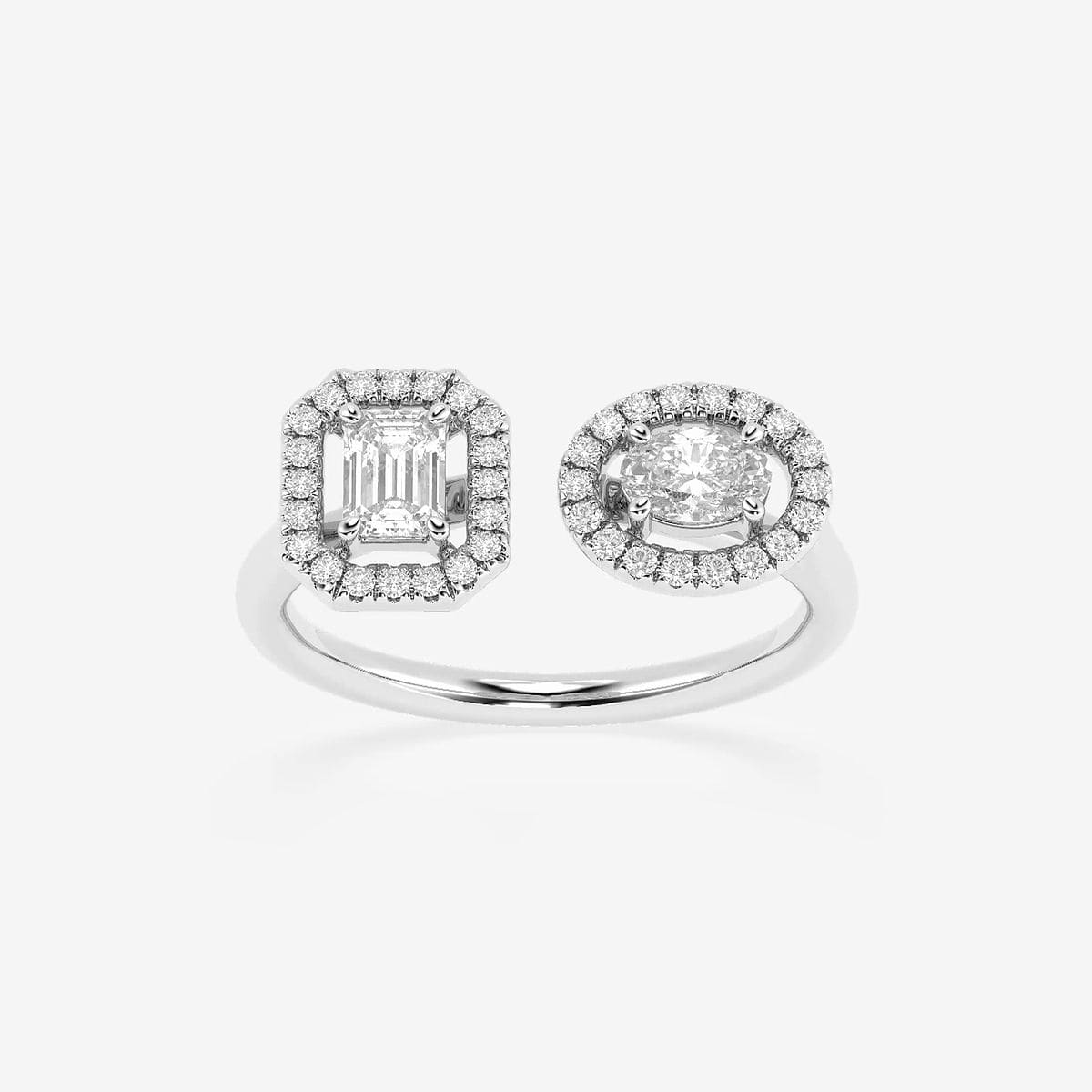 5/8 ctw Emerald and Oval Lab Grown Diamond Double Halo Fashion Ring
