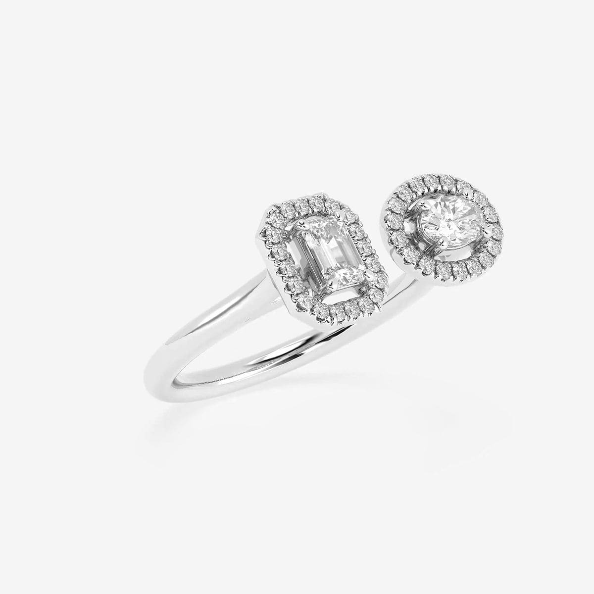 Additional Image 1 for  5/8 ctw Emerald and Oval Lab Grown Diamond Double Halo Fashion Ring
