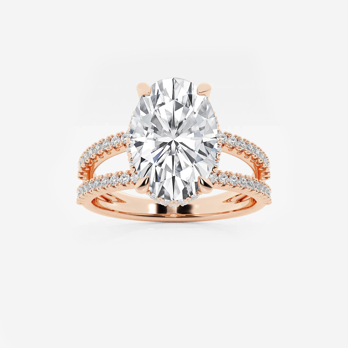 3 1/3 ctw Oval Lab Grown Diamond Split Shank Engagement Ring