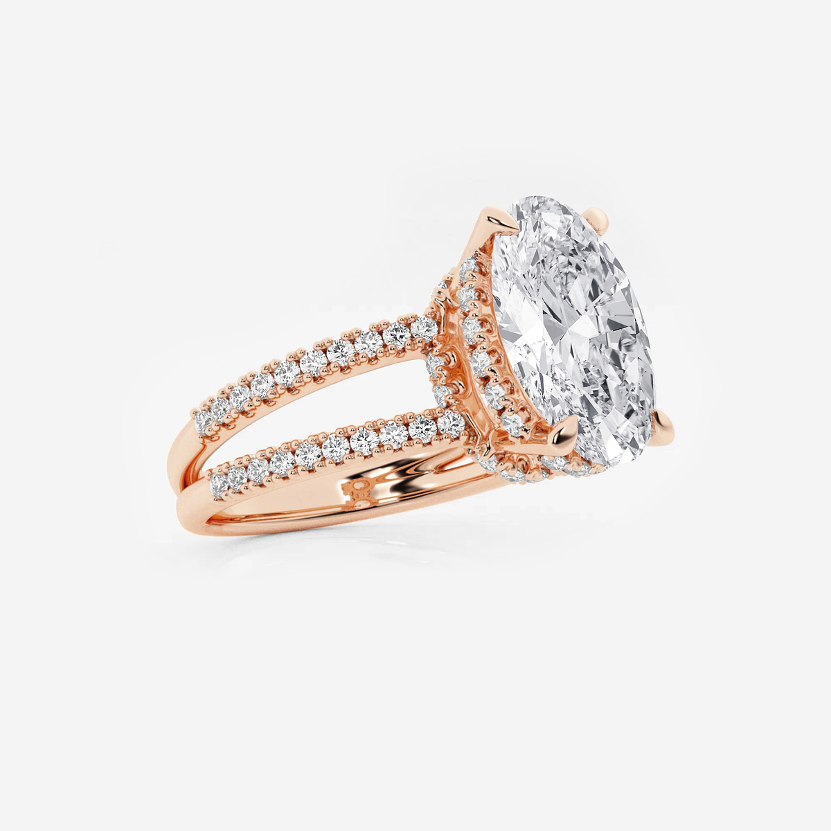 Additional Image 1 for  3 1/3 ctw Oval Lab Grown Diamond Split Shank Engagement Ring