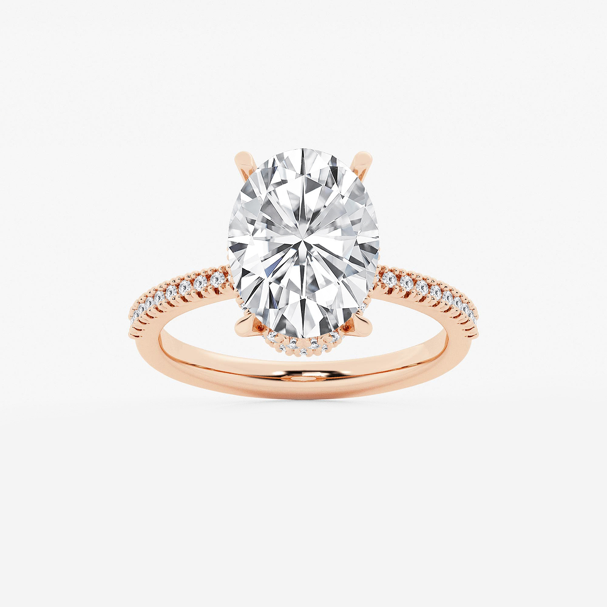 5 1/3 ctw Oval Lab Grown Diamond Side Stone Engagement Ring