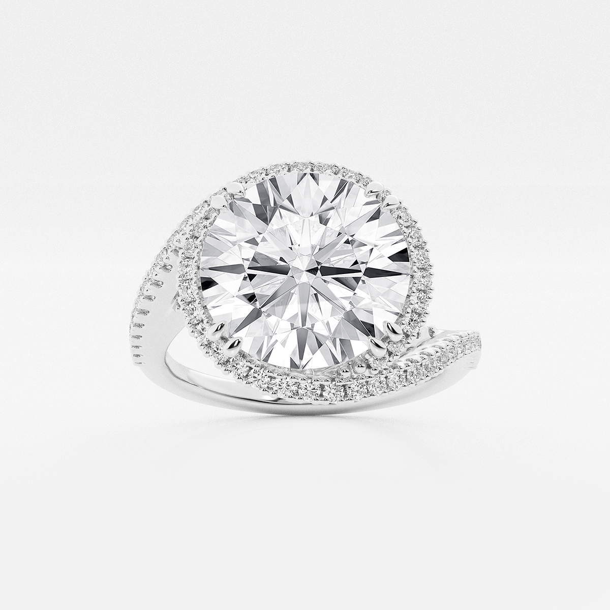 7 ctw Round Lab Grown Diamond Bypass Engagement Ring 18K White Gold, F, VS2