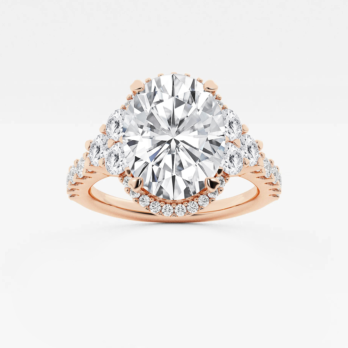 4 ctw Oval Lab Grown Diamond Halo Engagement Ring