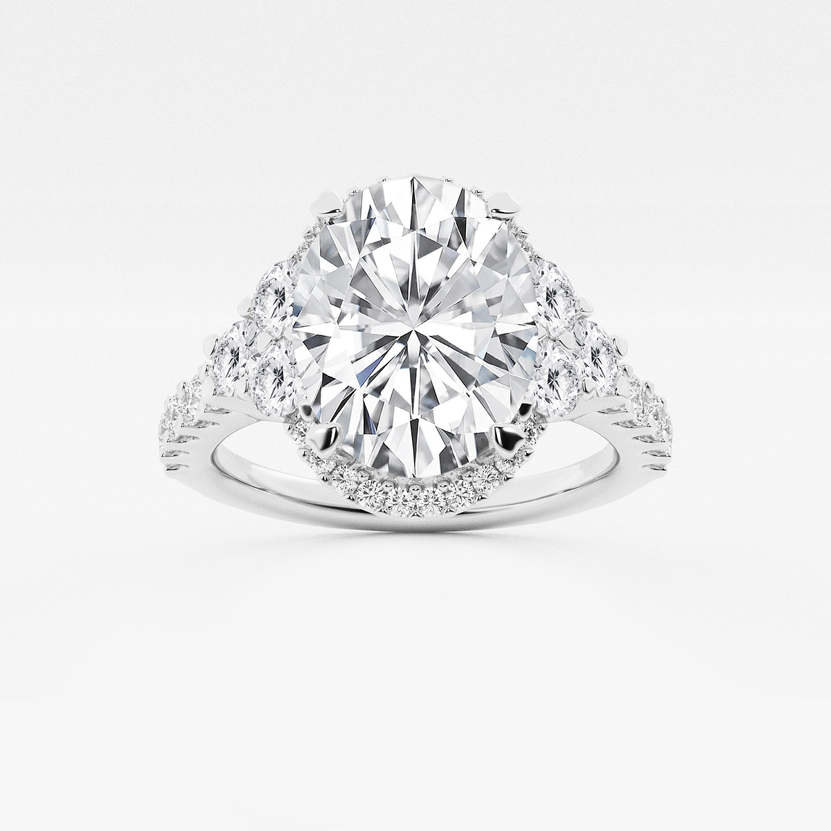 4 ctw Oval Lab Grown Diamond Halo Engagement Ring