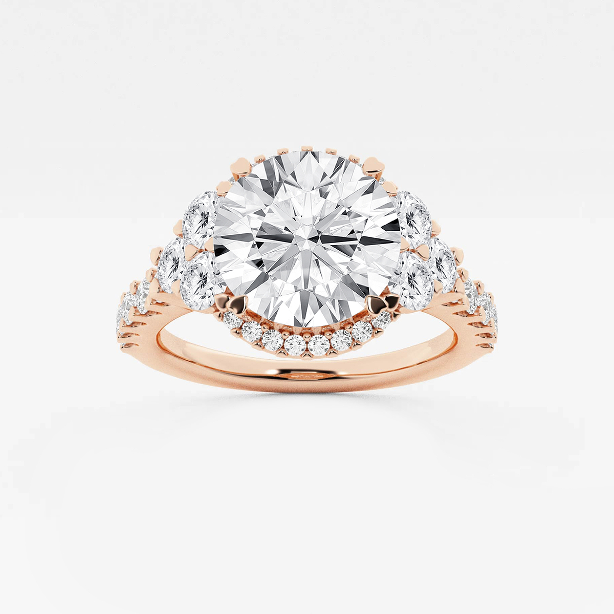 4 ctw Round Lab Grown Diamond Halo Engagement Ring