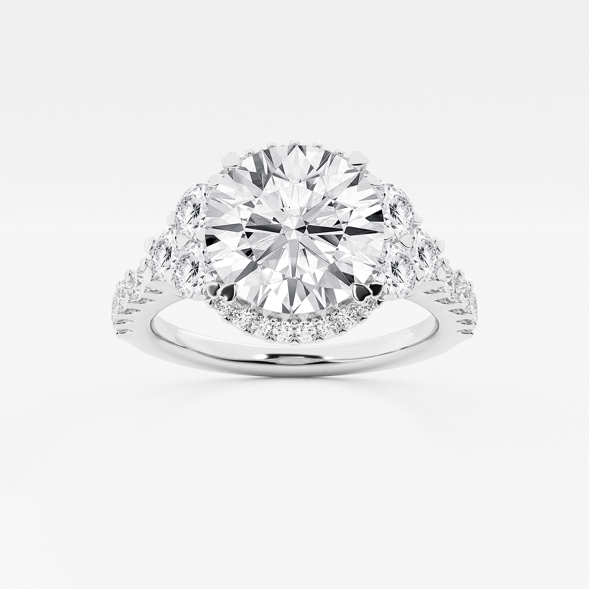 4 ctw Round Lab Grown Diamond Halo Engagement Ring
