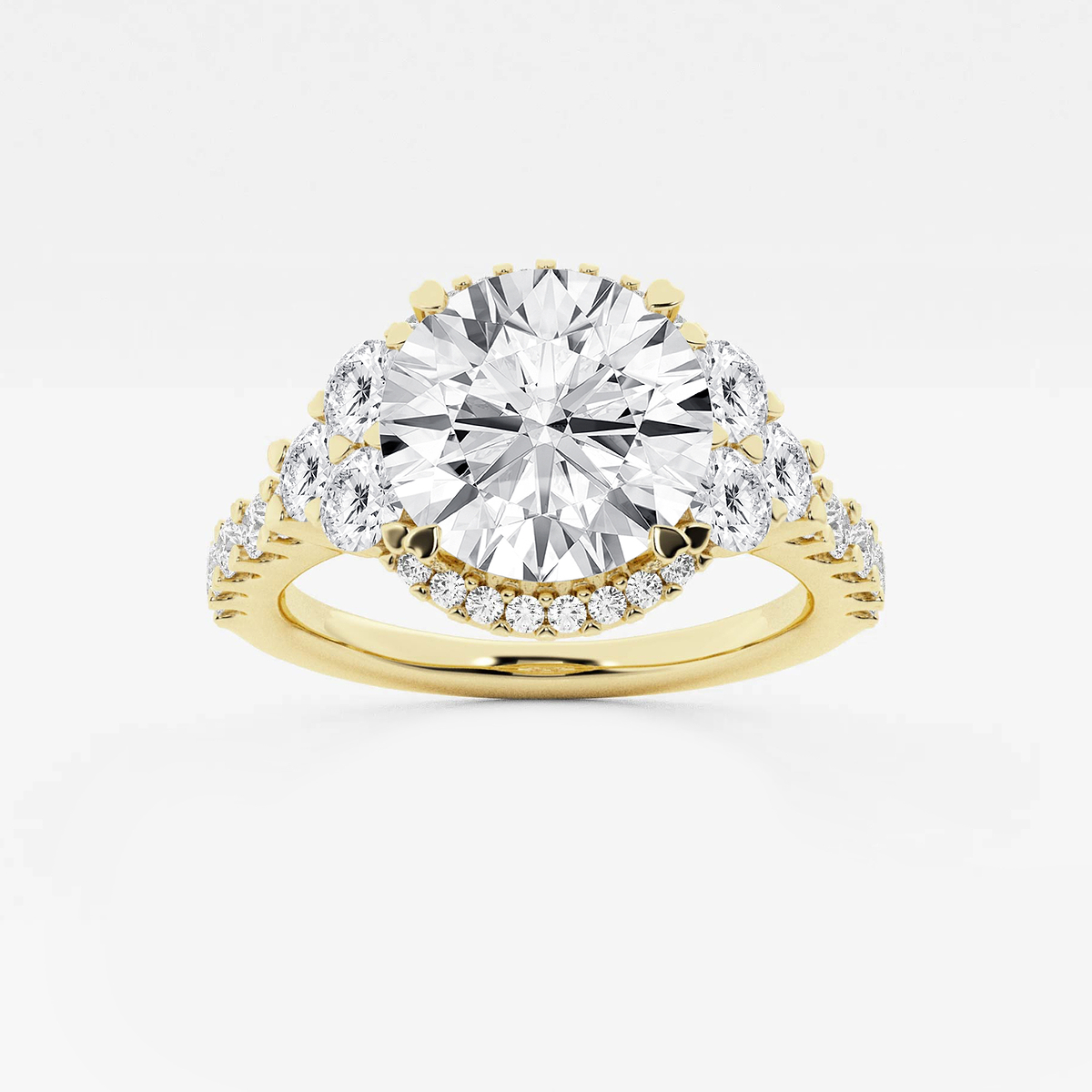 4 ctw Round Lab Grown Diamond Halo Engagement Ring