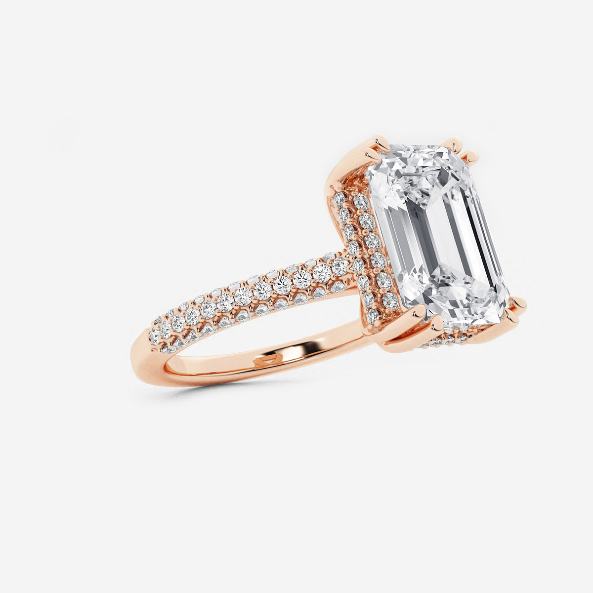 Additional Image 1 for  4 1/2 ctw Emerald Lab Grown Diamond Double Prong Hidden Halo Engagement Ring