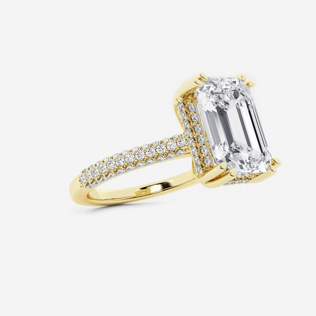 Additional Image 1 for  4 1/2 ctw Emerald Lab Grown Diamond Double Prong Hidden Halo Engagement Ring