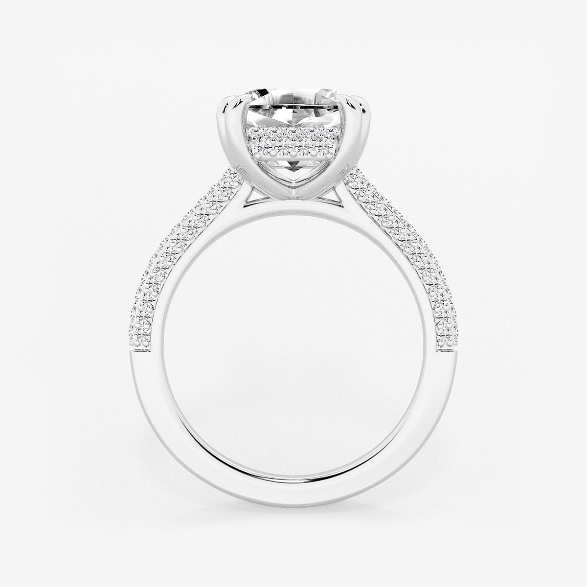 Additional Image 1 for  3 1/2 ctw Asscher Lab Grown Diamond Double Prong Hidden Halo Engagement Ring