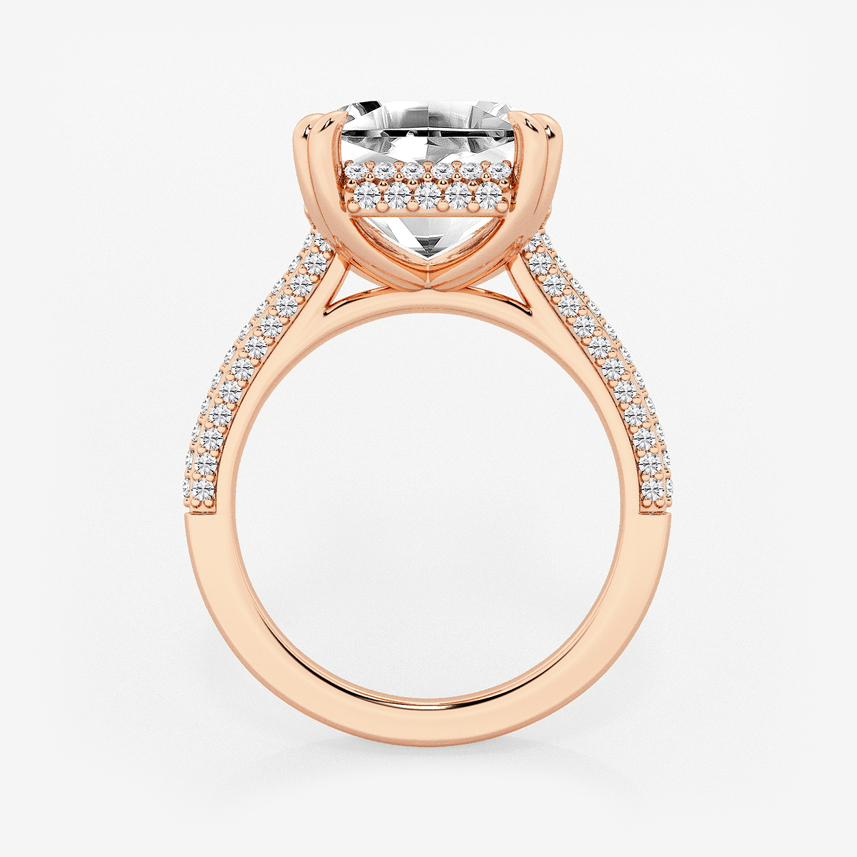 Additional Image 1 for  6 1/2 ctw Asscher Lab Grown Diamond Double Prong Hidden Halo Engagement Ring
