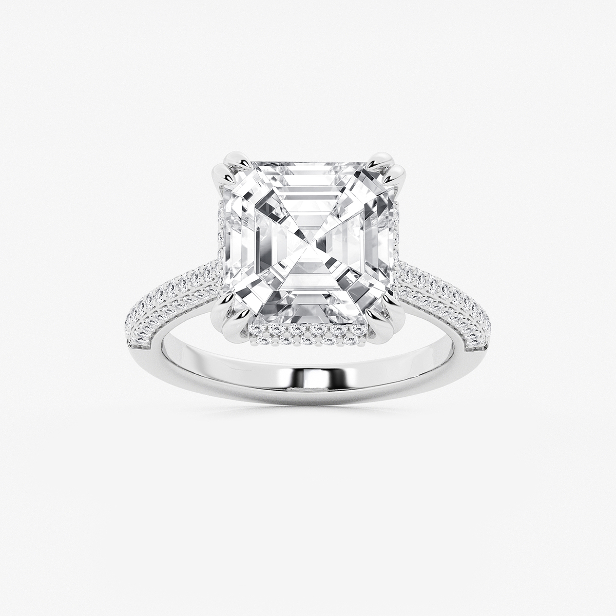 Lyra 1/2 ctw Asscher Lab Grown Diamond Double Prong Hidden Halo  Engagement Ring Platinum, D, VVS