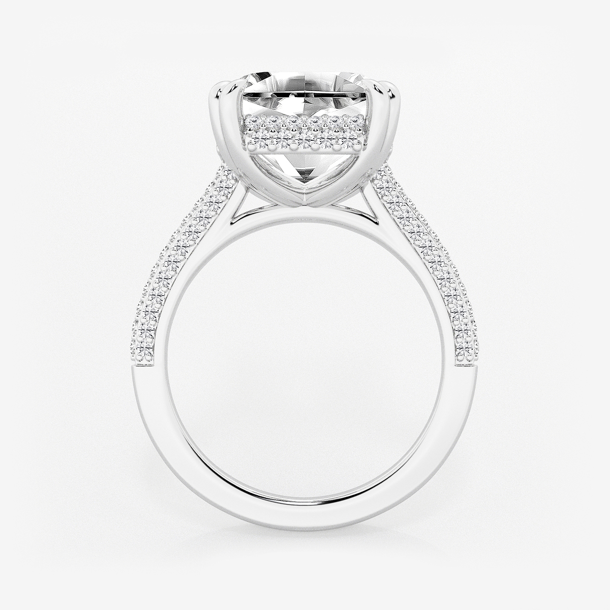 Additional Image 1 for  6 1/2 ctw Asscher Lab Grown Diamond Double Prong Hidden Halo Engagement Ring
