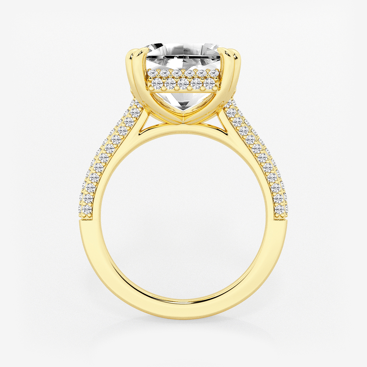 Additional Image 1 for  6 1/2 ctw Asscher Lab Grown Diamond Double Prong Hidden Halo Engagement Ring