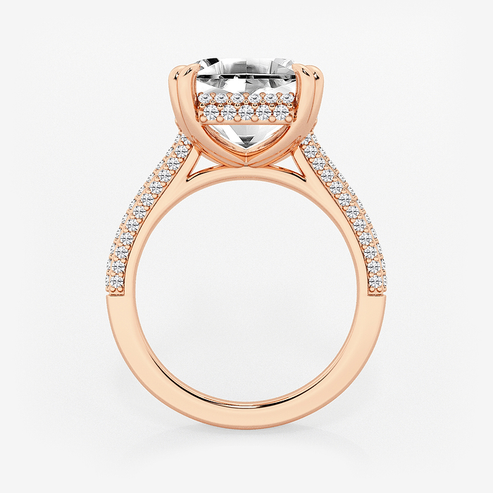 Lyra - 6 1/2 ctw Asscher Lab Grown Diamond Double Prong Hidden Halo Engagement Ring