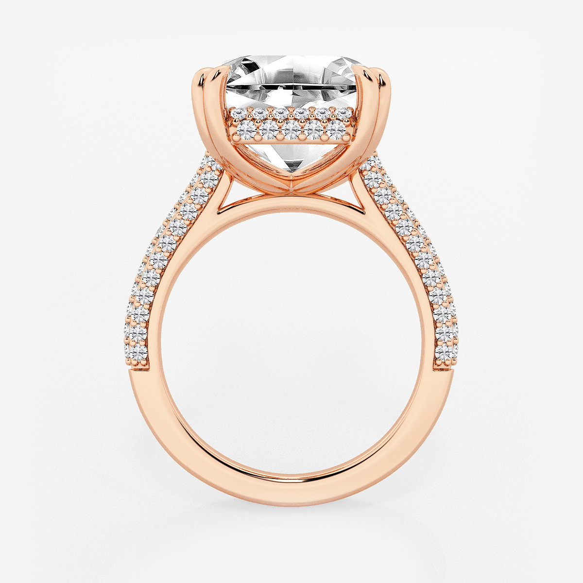 Additional Image 1 for  8 3/4 ctw Asscher Lab Grown Diamond Double Prong Hidden Halo Engagement Ring