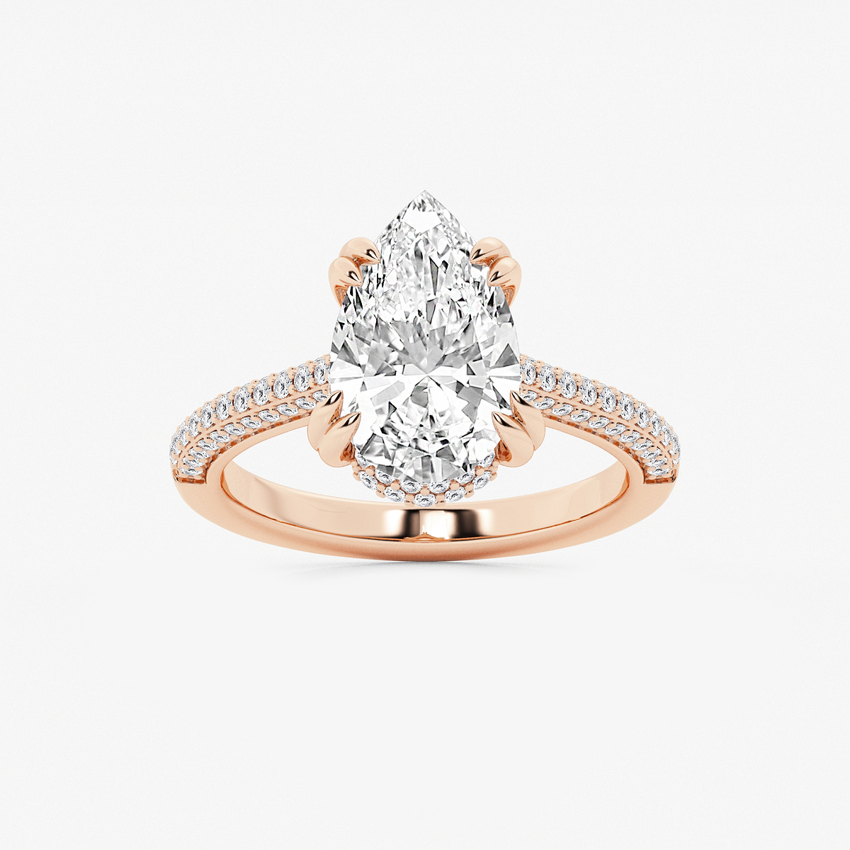 3 1/2 ctw Pear Lab Grown Diamond Double Prong Hidden Halo Engagement Ring