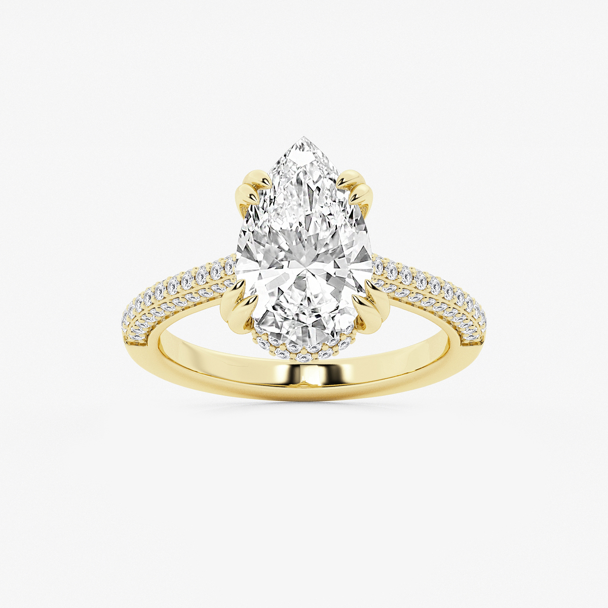 3 1/2 ctw Pear Lab Grown Diamond Double Prong Hidden Halo Engagement Ring